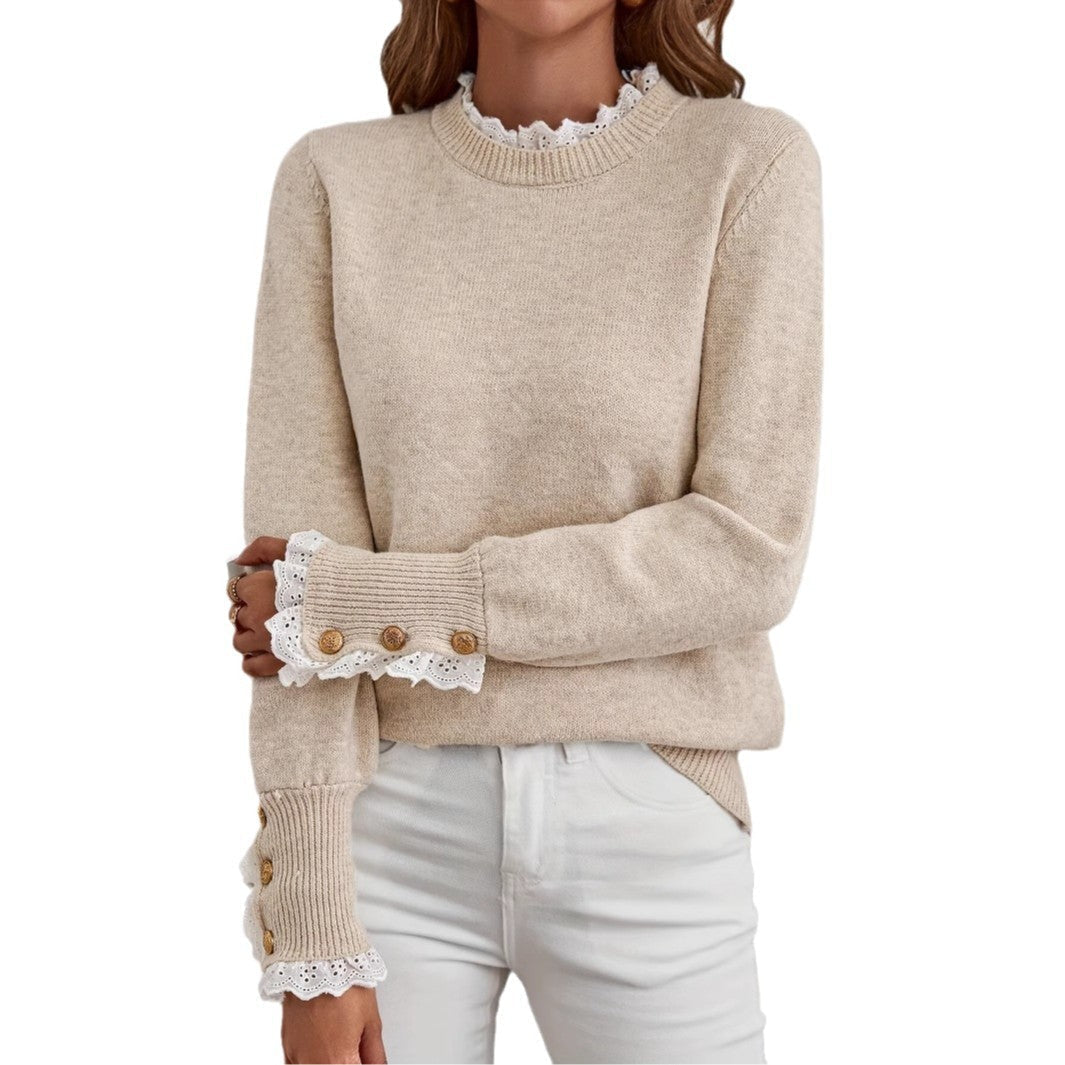 Women’s Chic Lace-Panel Sweater Fashion-Forward Statement Knit