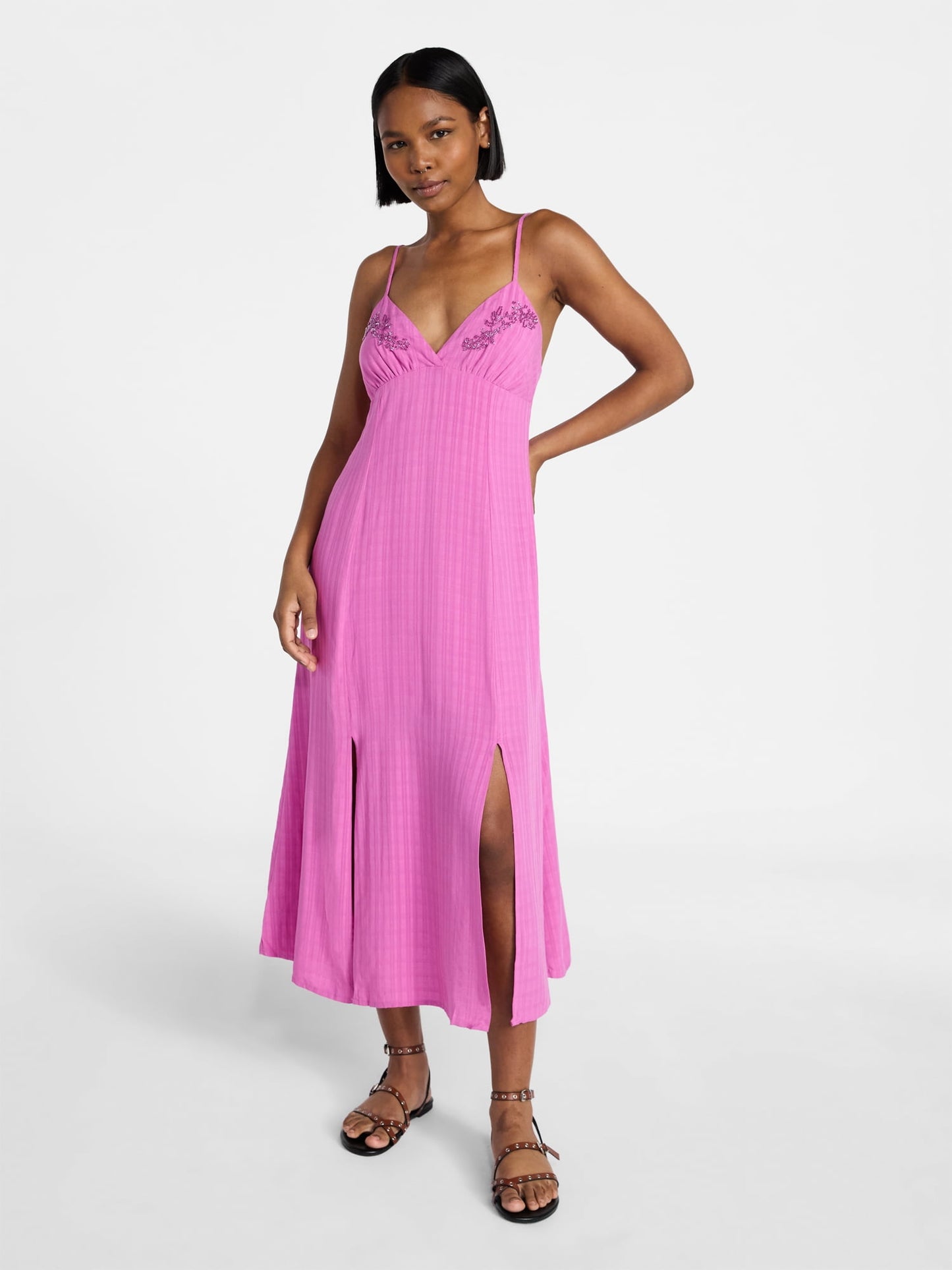 Fashnica -Women's- Beaded -Maxi Dress- with -Slits.jg