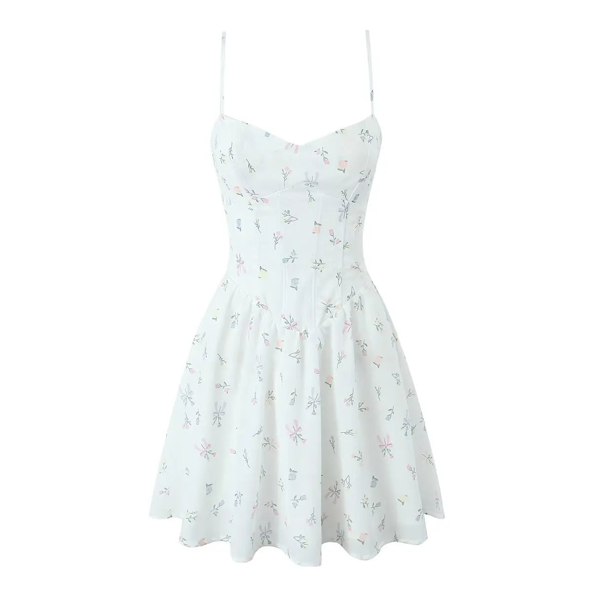 Fashnica Lace-Up Fishbone Sling Party Mini Dress