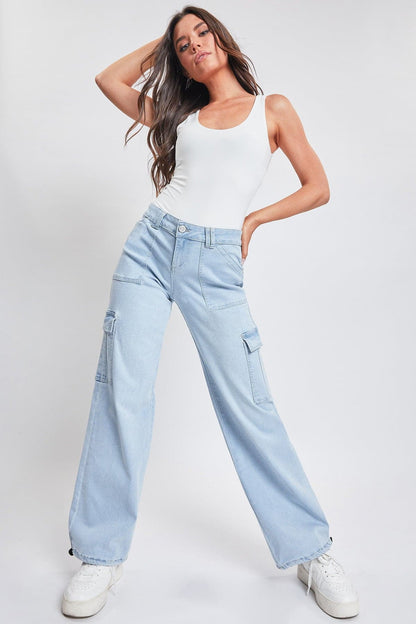 Fashnica Women's Cargo Jeans with Bungee Hem