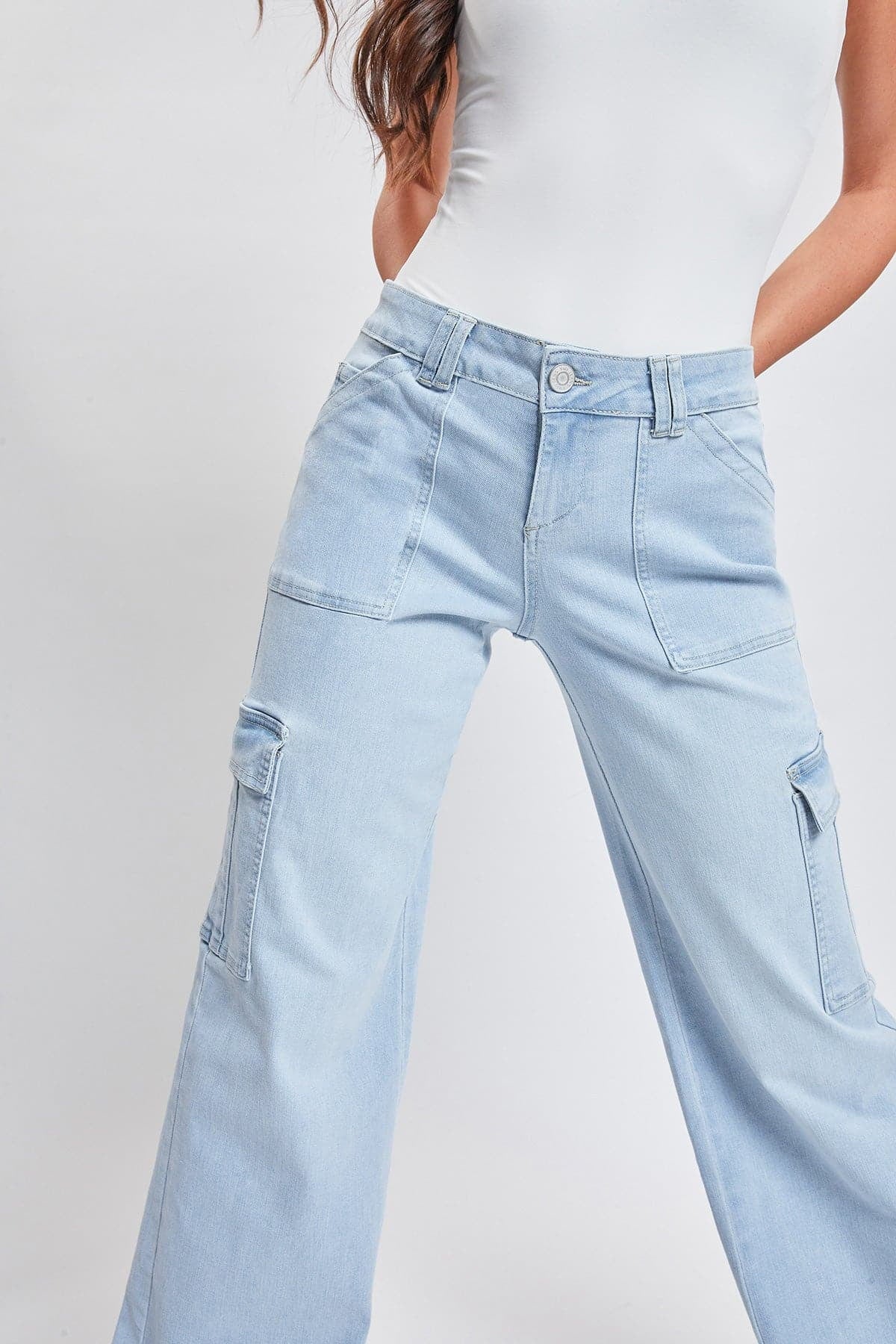 Fashnica Women's Cargo Jeans with Bungee Hem