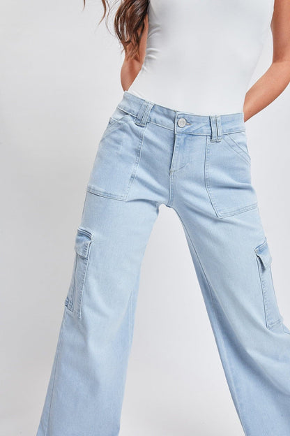 Fashnica Women's Cargo Jeans with Bungee Hem