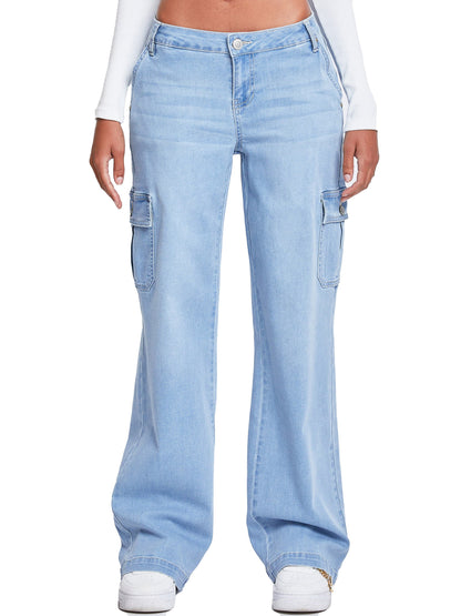 Fashnica- Women's -Straight -Leg Cargo- Skater -Jeans.jpg