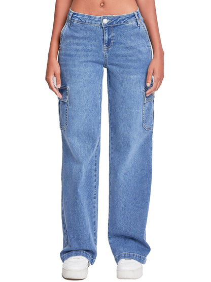 Fashnica- Women's -Straight -Leg Cargo- Skater -Jeans.jpg