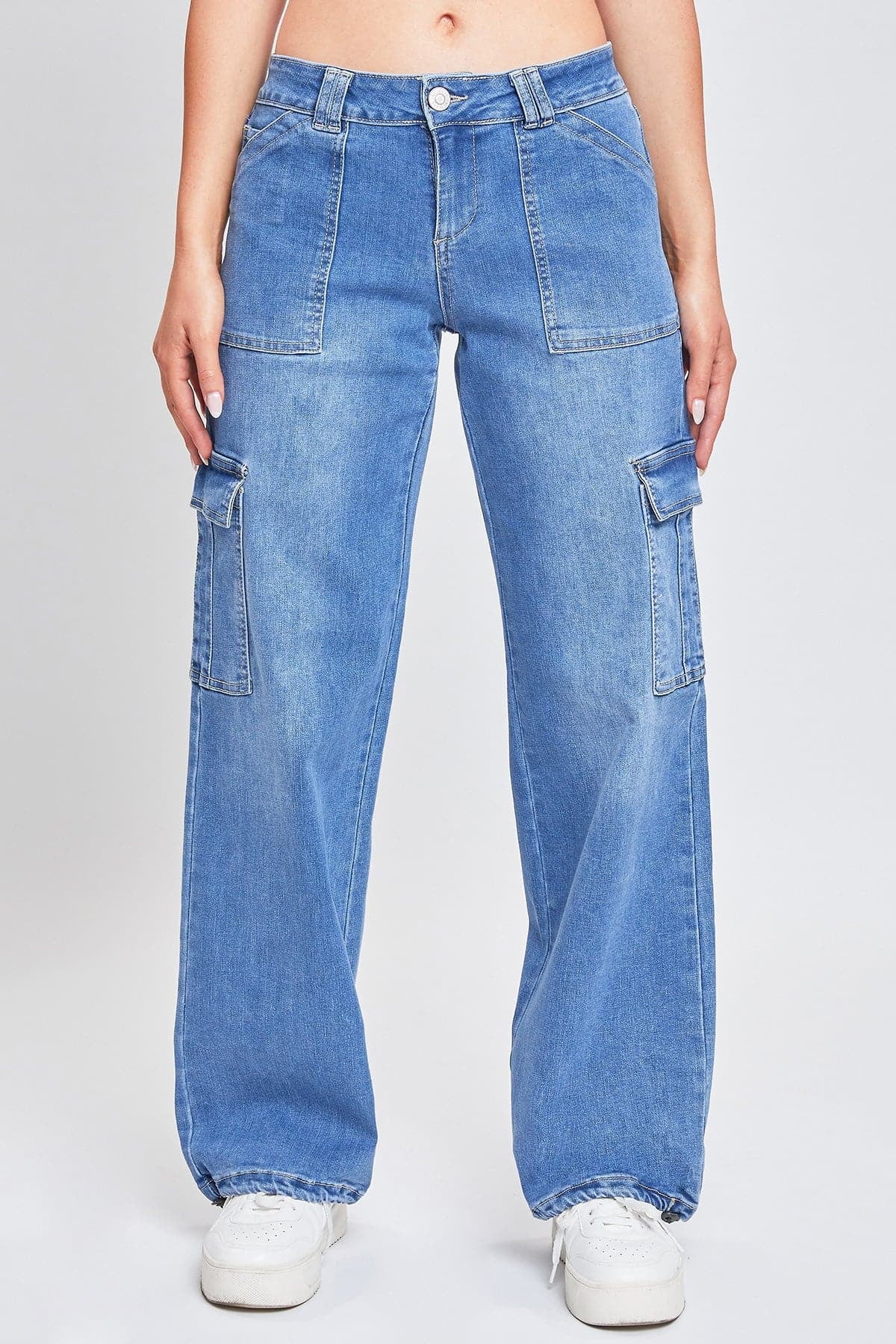 Fashnica Women's Cargo Jeans with Bungee Hem