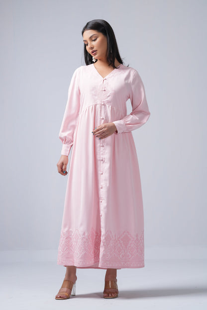 Women’s Long Maxi Dress – Elegant V-Neck Button Down
