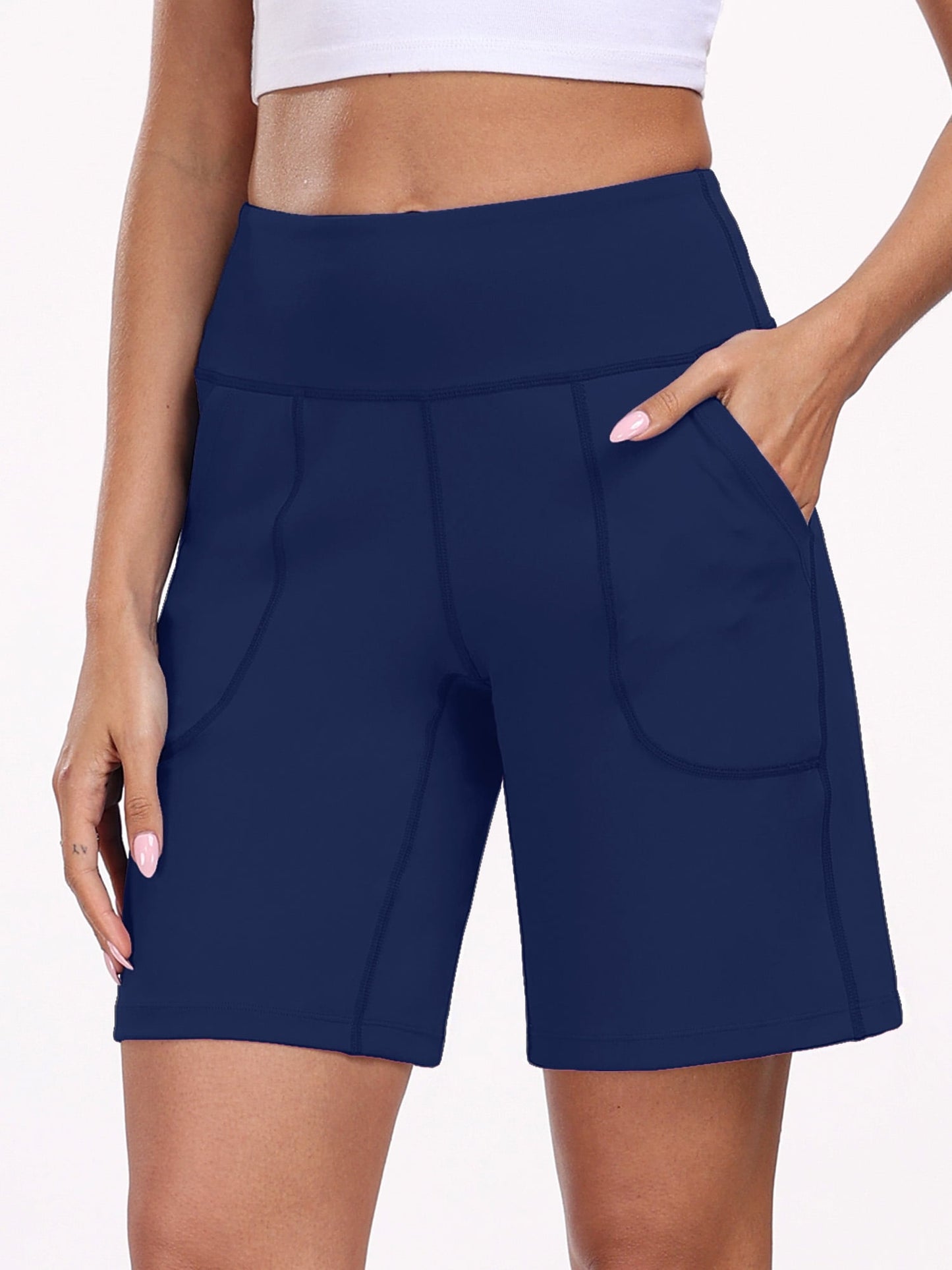 Fashnica Women's High-Waist Wide-Leg Workout Shorts