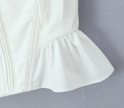 Fashnica Chic Ruffle Hem Sleeveless Party Crop