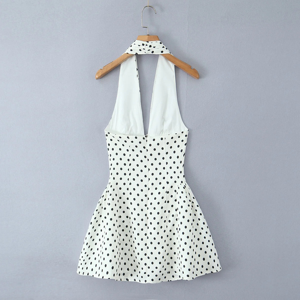 Fashnica Chic Retro Polka Dot Backless Halter Dress