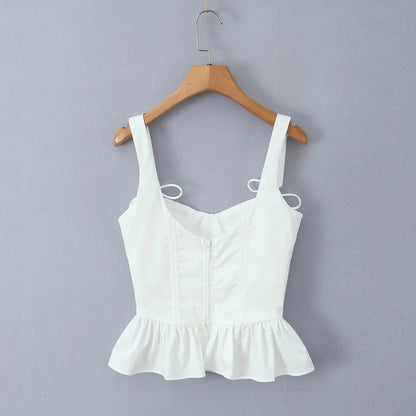 Fashnica Chic Ruffle Hem Sleeveless Party Crop