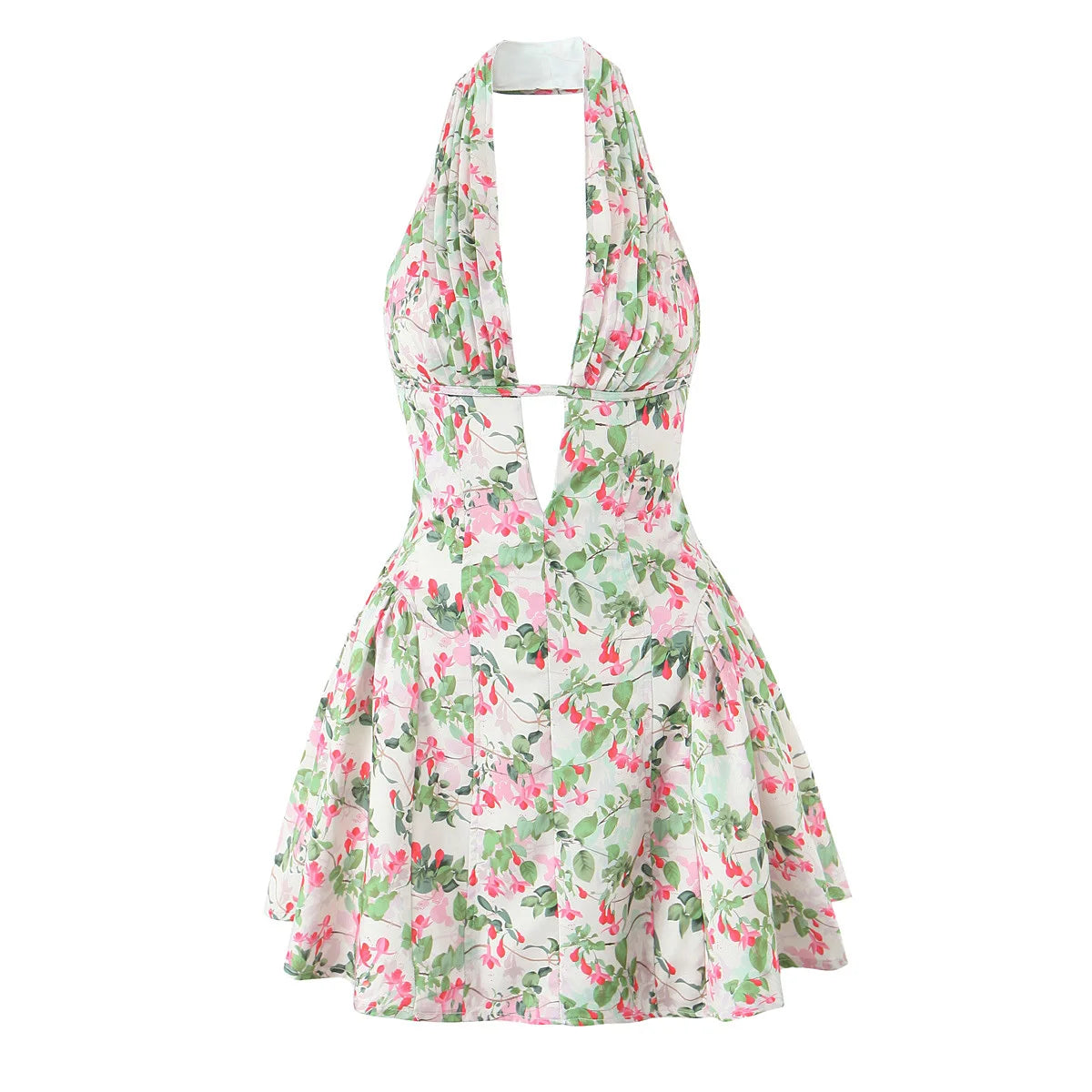 Fashnica Chic Retro Polka Dot Backless Halter Dress