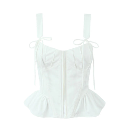 Fashnica Chic Ruffle Hem Sleeveless Party Crop