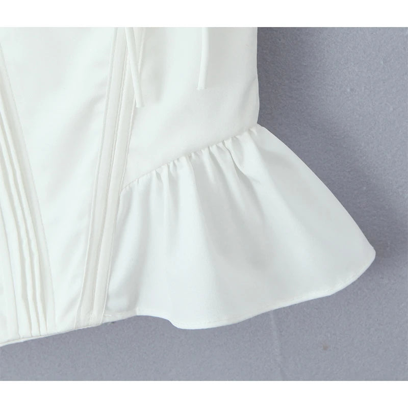 Fashnica Chic Ruffle Hem Sleeveless Party Crop