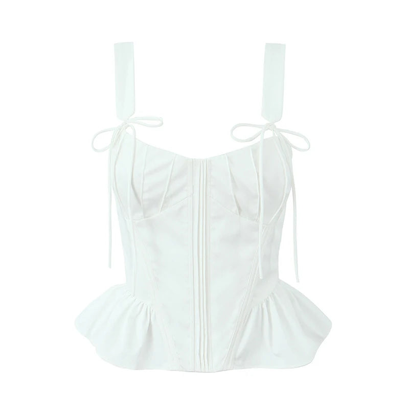 Fashnica Chic Ruffle Hem Sleeveless Party Crop