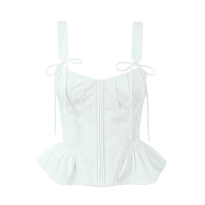 Fashnica Chic Ruffle Hem Sleeveless Party Crop