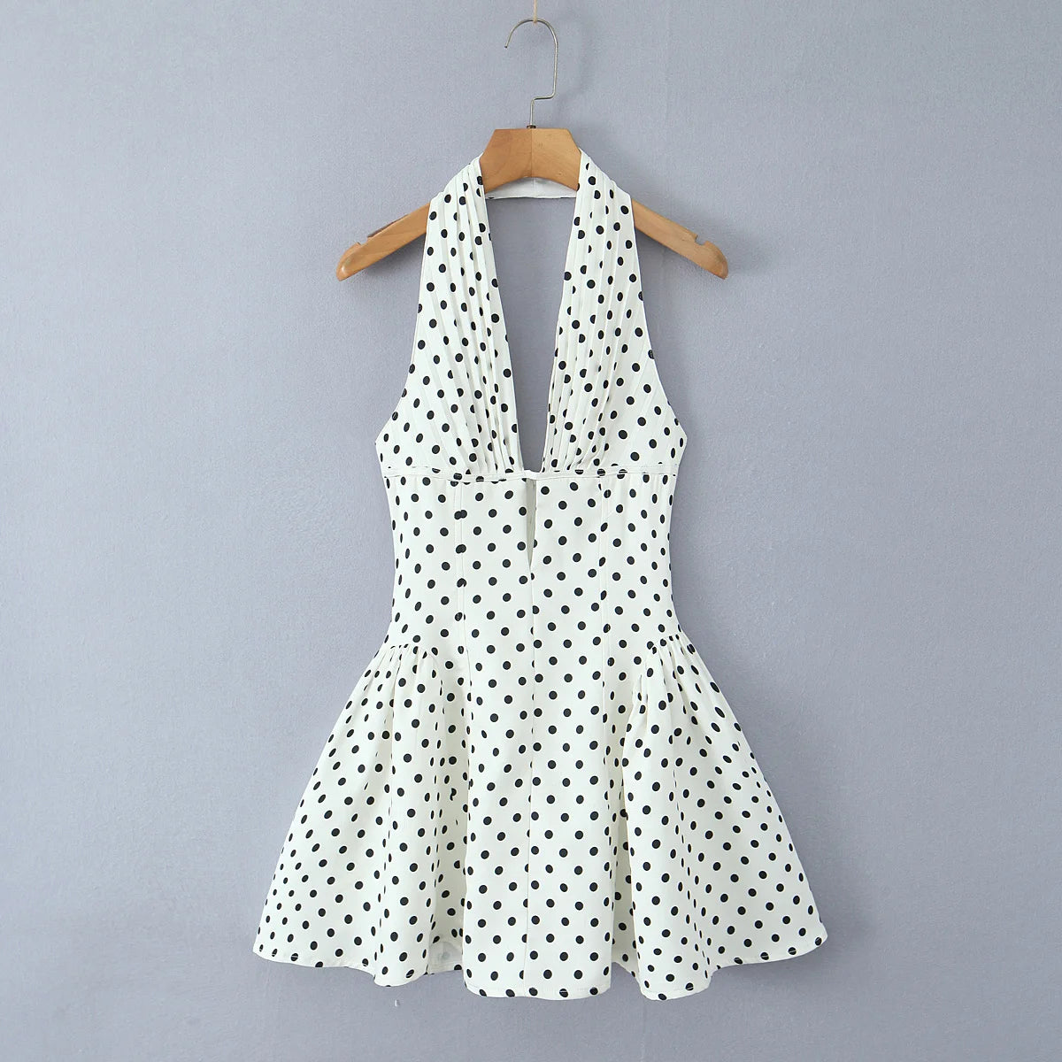 Fashnica Chic Retro Polka Dot Backless Halter Dress