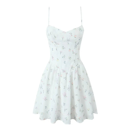 Fashnica Lace-Up Fishbone Sling Party Mini Dress