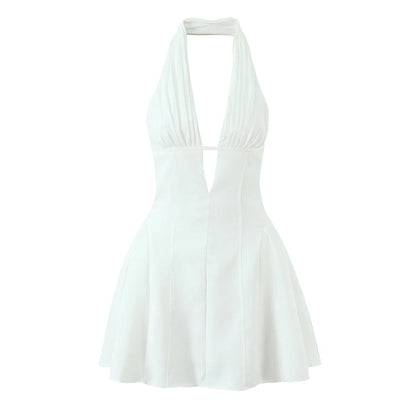 Fashnica Chic Retro Polka Dot Backless Halter Dress