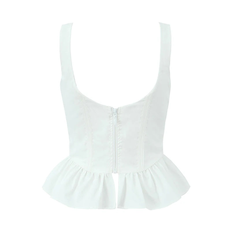 Fashnica Chic Ruffle Hem Sleeveless Party Crop