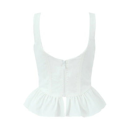 Fashnica Chic Ruffle Hem Sleeveless Party Crop