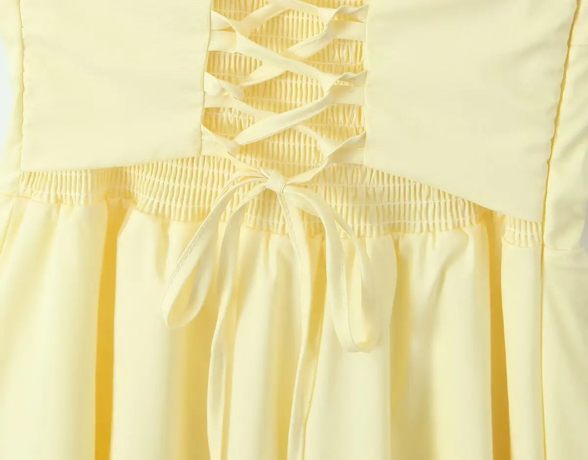 Fashnica Lace-Up Fishbone Sling Party Mini Dress