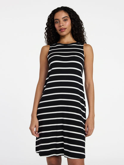 Time and Tru Women’s Sleeveless Knit Swing Dress, Sizes XS-XXXL
