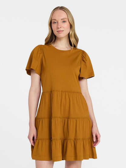 Fashnica Women's Plus Cotton Short Sleeve Swing Dress