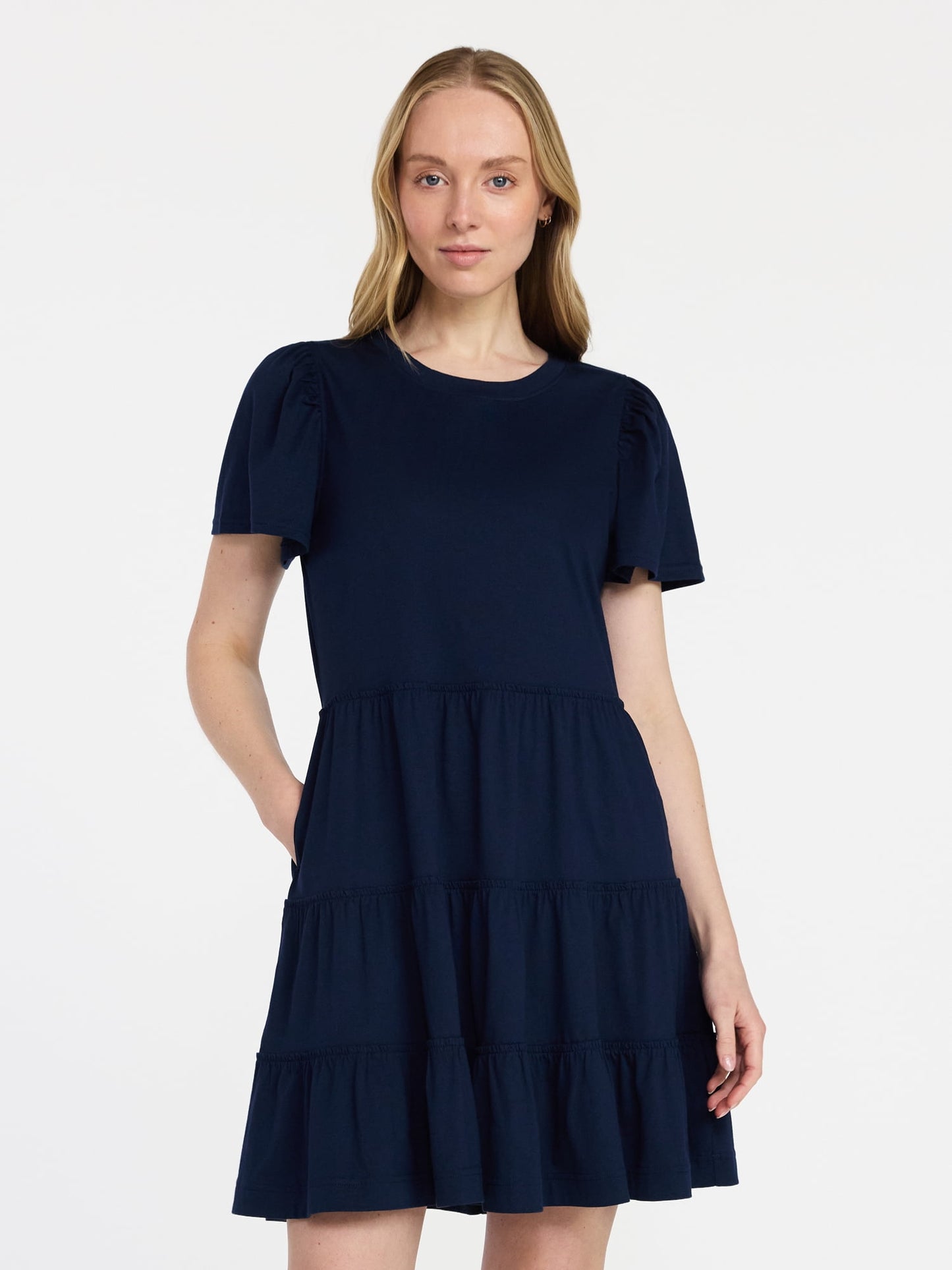 Fashnica Women's Plus Cotton Short Sleeve Swing Dress