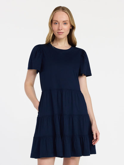 Fashnica Women's Plus Cotton Short Sleeve Swing Dress