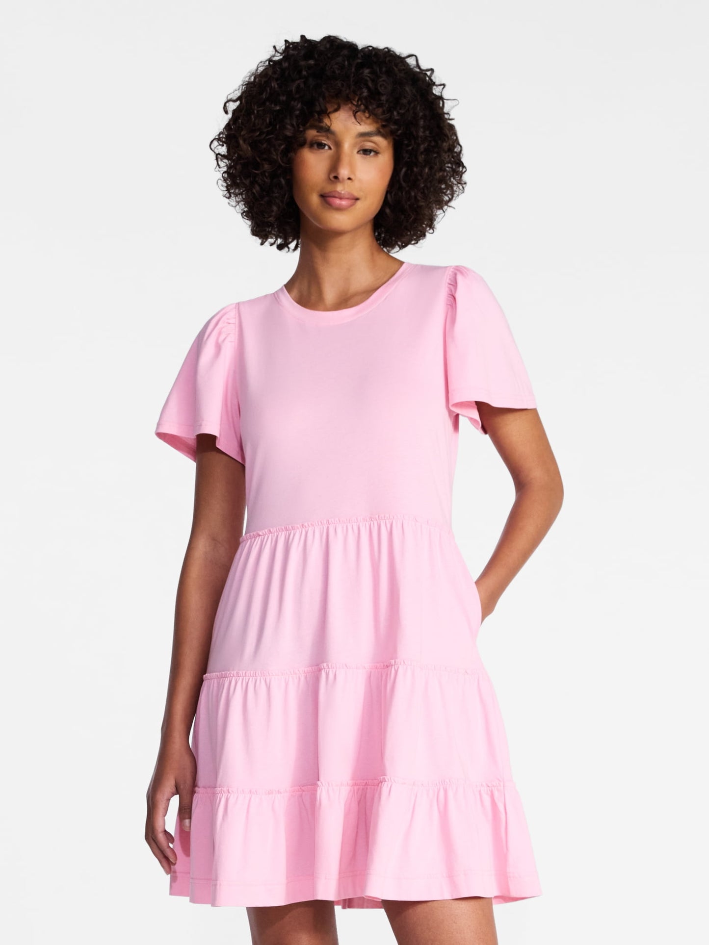 Fashnica Women's Plus Cotton Short Sleeve Swing Dress
