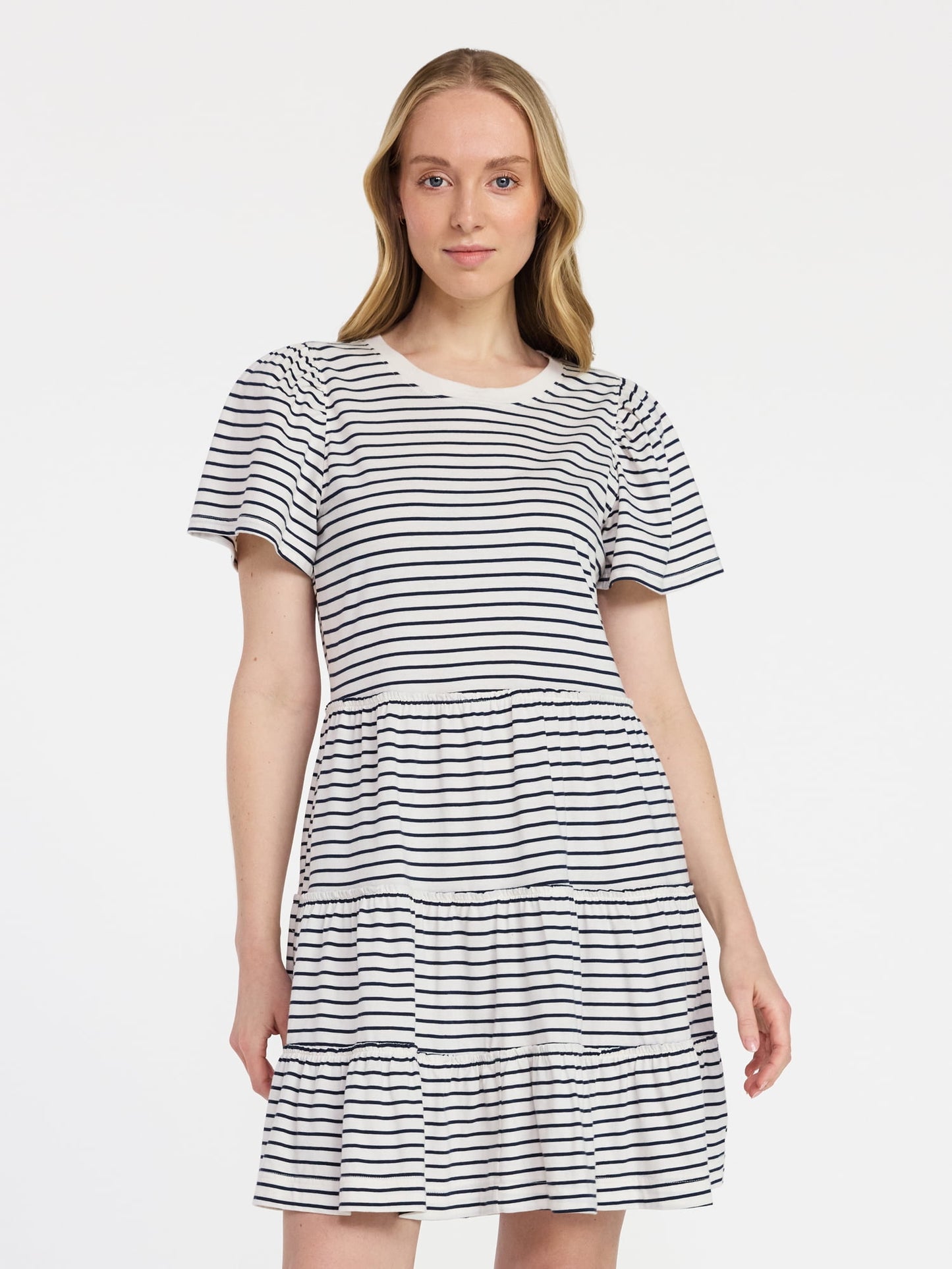 Fashnica Women's Plus Cotton Short Sleeve Swing Dress