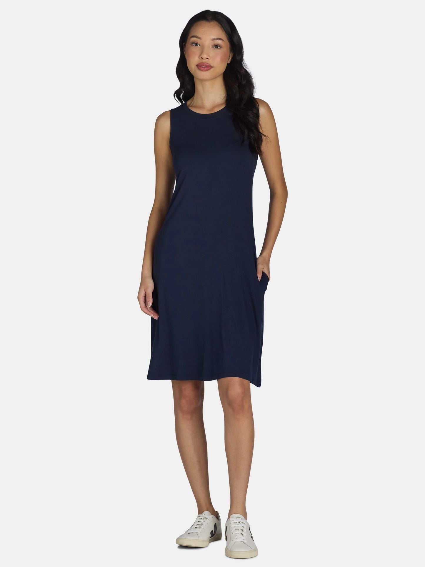 Time and Tru Women’s Sleeveless Knit Swing Dress, Sizes XS-XXXL