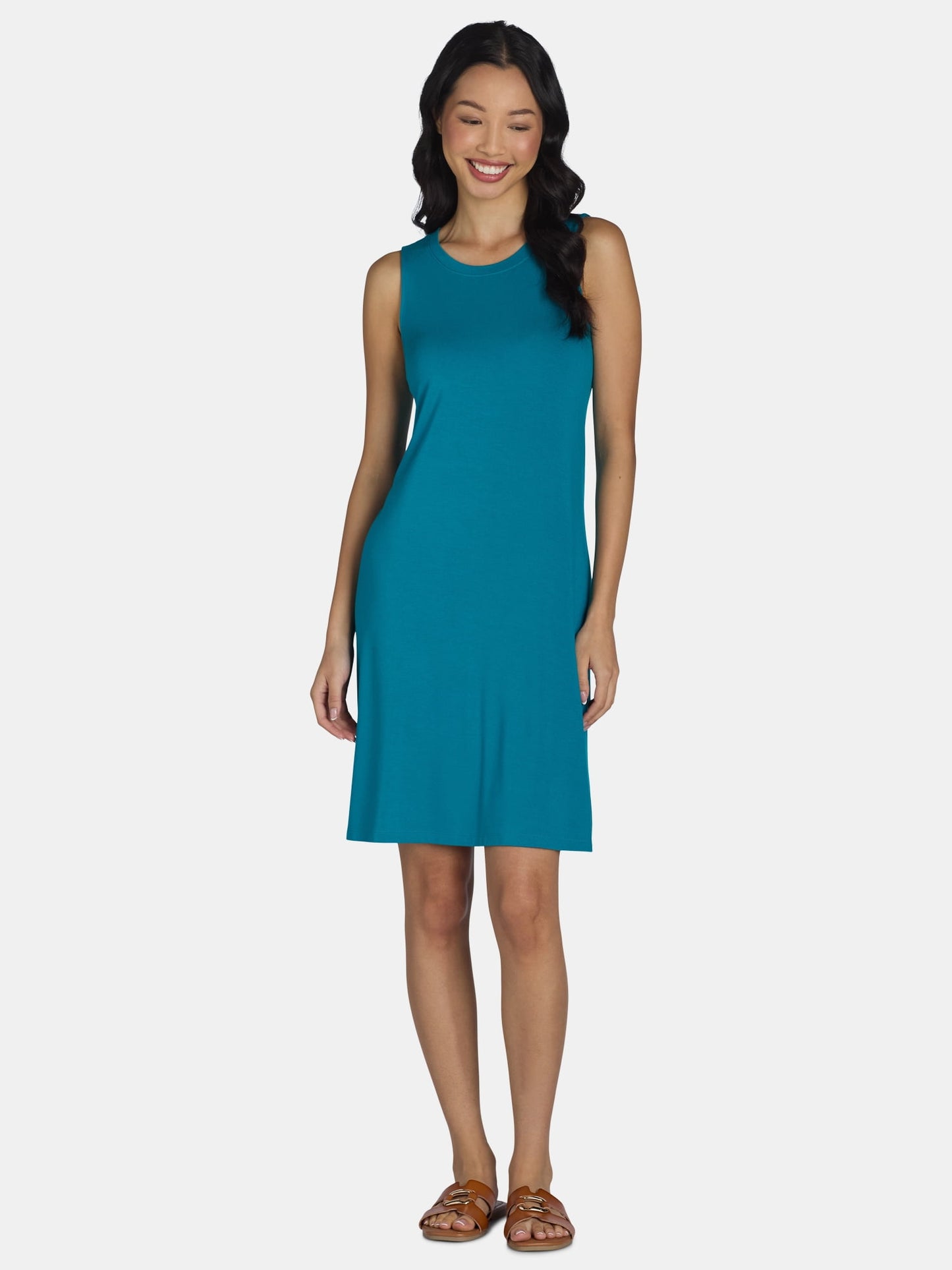 Time and Tru Women’s Sleeveless Knit Swing Dress, Sizes XS-XXXL