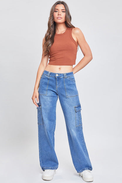 Fashnica Women's Cargo Jeans with Bungee Hem