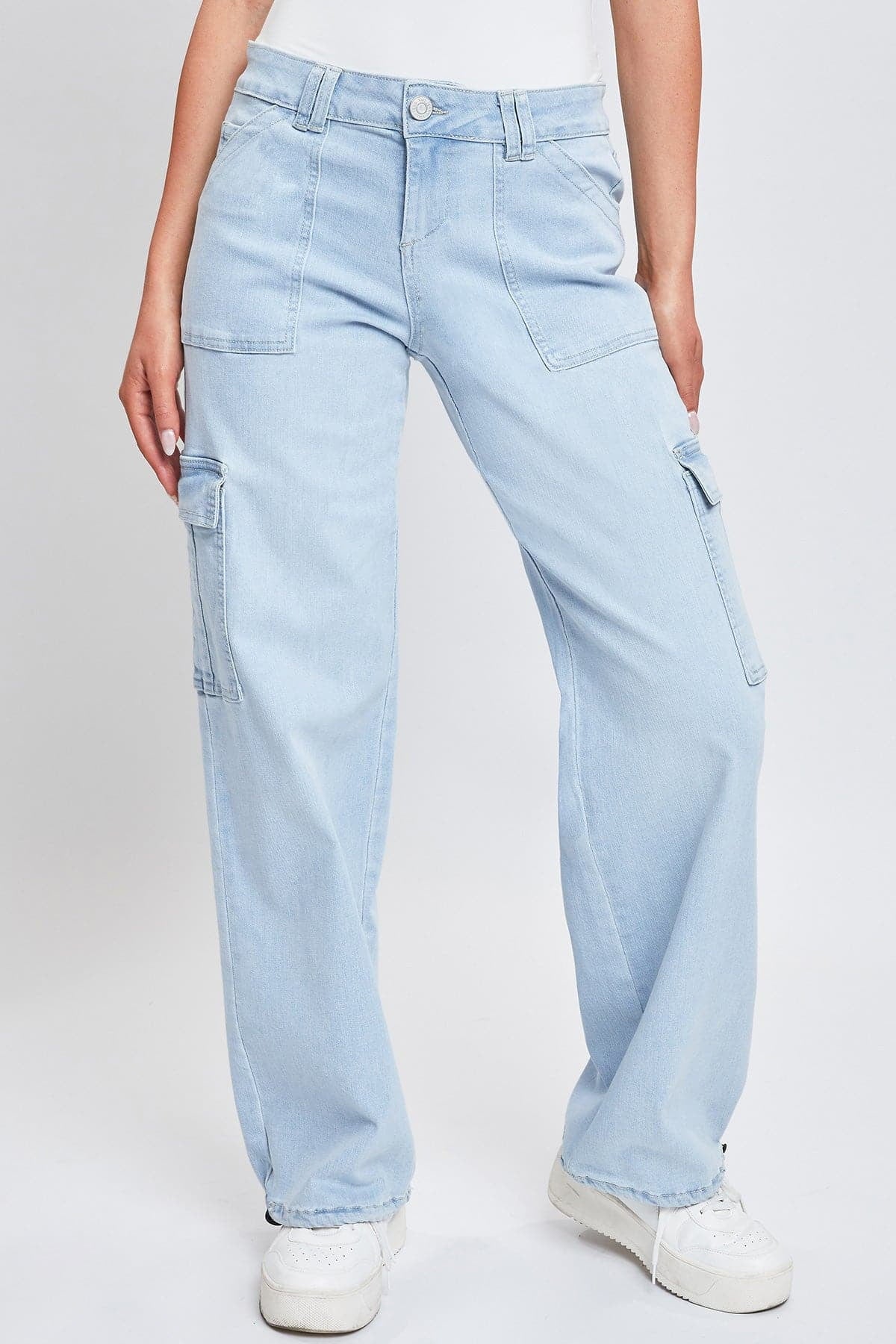 Fashnica Women's Cargo Jeans with Bungee Hem