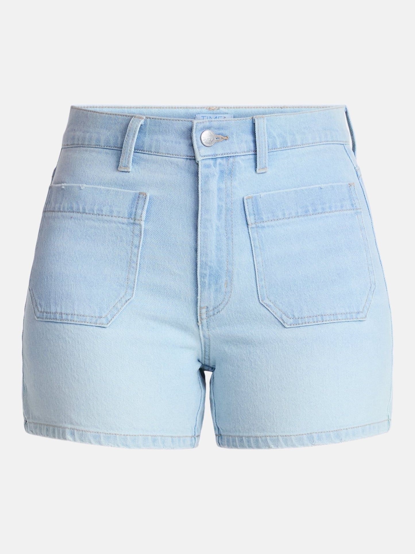 Fashnica High Rise Patch Pocket Denim Shorts
