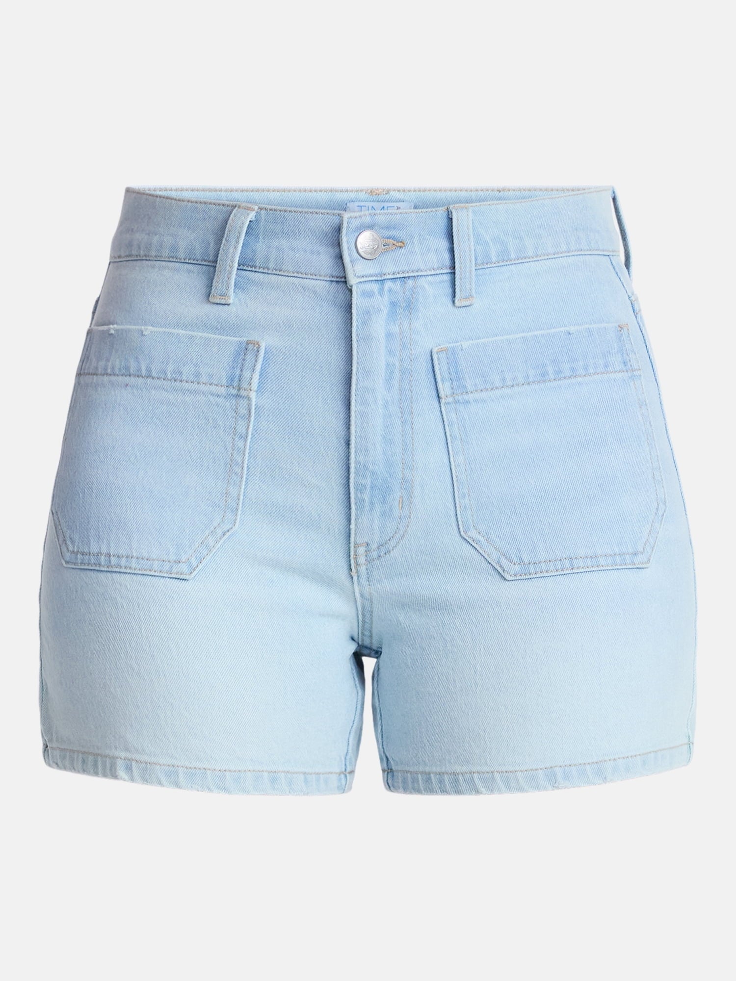 Fashnica High Rise Patch Pocket Denim Shorts