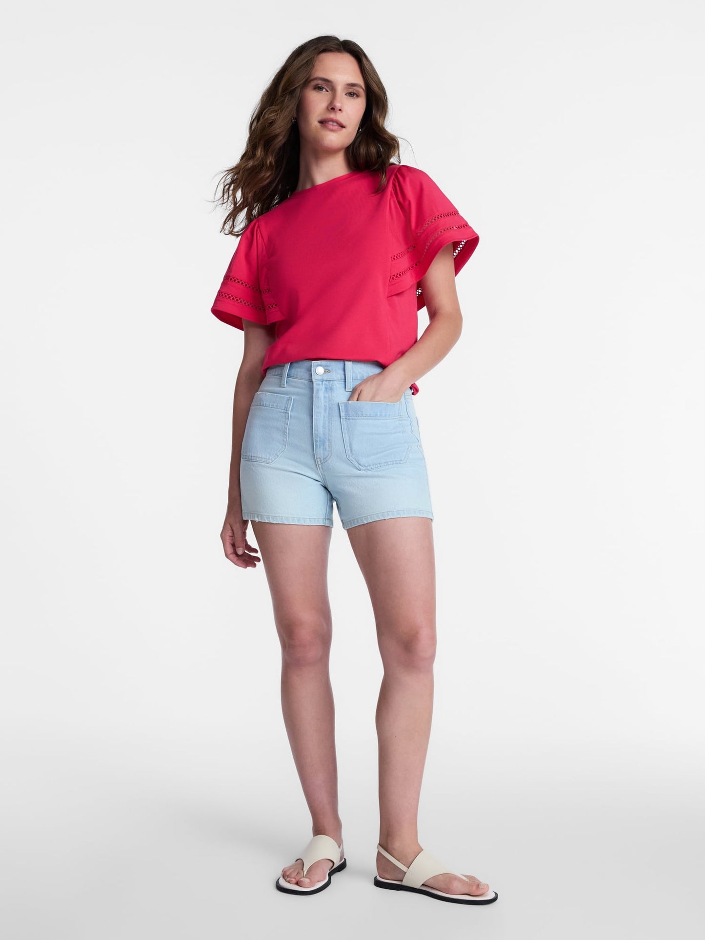 Fashnica High Rise Patch Pocket Denim Shorts