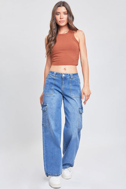 Fashnica Women's Cargo Jeans with Bungee Hem