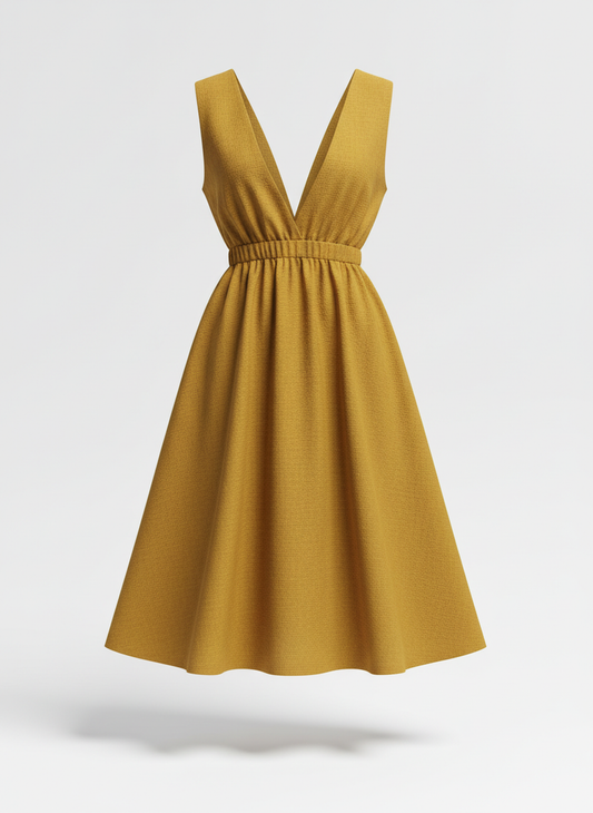 Midi Dress with Off Shoulder Cut