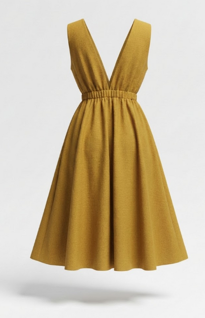 Midi Dress with Off Shoulder Cut