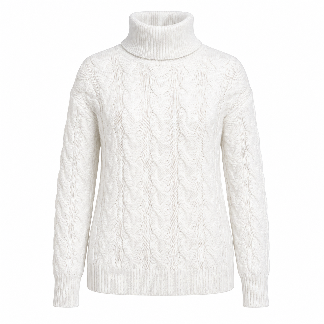 Women's Cable Knit Turtleneck Sweater – Soft Warm Long Sleeve Pullover